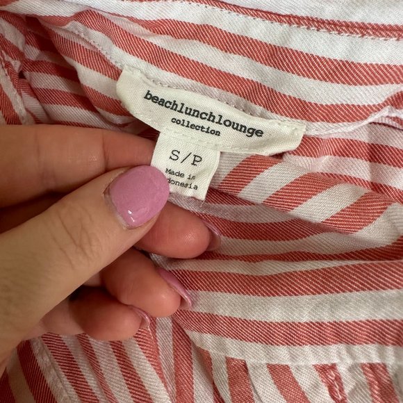 Beach Lunch Lounge Multicolor Striped Sleeveless Button Front Shirt Small - Picture 5 of 6